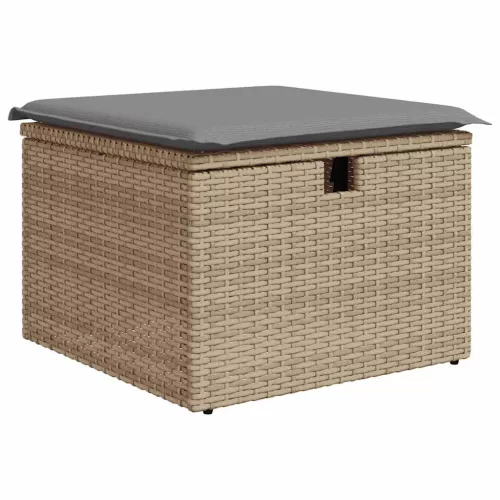  8 részes bézs polyrattan kerti ülőgarnitúra párnával