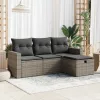  4 részes szürke polyrattan kerti ülőgarnitúra párnákkal