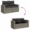  4 részes szürke polyrattan kerti ülőgarnitúra párnákkal