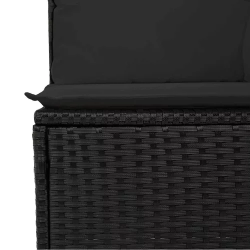  6 részes fekete polyrattan kerti ülőgarnitúra párnákkal