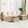  6 részes bézs polyrattan kerti ülőgarnitúra párnával