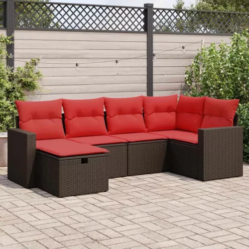  6 részes barna polyrattan kerti ülőgarnitúra párnával