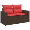  6 részes barna polyrattan kerti ülőgarnitúra párnával
