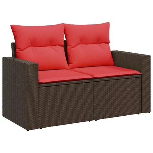  6 részes barna polyrattan kerti ülőgarnitúra párnával