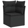  7 részes fekete polyrattan kerti ülőgarnitúra párnával