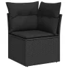  8 részes fekete polyrattan kerti ülőgarnitúra párnákkal