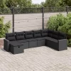  8 részes fekete polyrattan kerti ülőgarnitúra párnákkal