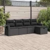  5 részes fekete polyrattan kerti kanapészett párnákkal