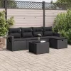  6 részes fekete polyrattan kerti ülőgarnitúra párnákkal