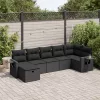  7 részes fekete polyrattan kerti ülőgarnitúra párnával