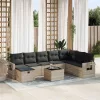  9 részes világosszürke polyrattan kerti ülőgarnitúra párnával