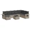 9 részes világosszürke polyrattan kerti ülőgarnitúra párnával