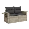  9 részes világosszürke polyrattan kerti ülőgarnitúra párnával