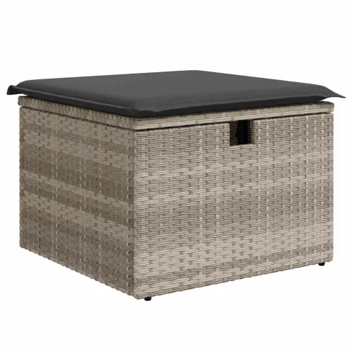  9 részes világosszürke polyrattan kerti ülőgarnitúra párnával