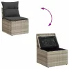  9 részes világosszürke polyrattan kerti ülőgarnitúra párnával
