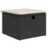  4 részes fekete polyrattan kerti ülőgarnitúra párnákkal