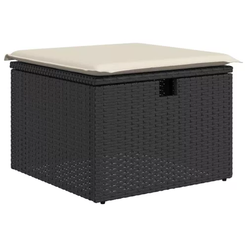  4 részes fekete polyrattan kerti ülőgarnitúra párnákkal