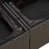  5 részes fekete polyrattan kerti kanapészett párnákkal