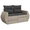  5 részes világosszürke polyrattan kerti ülőgarnitúra párnákkal