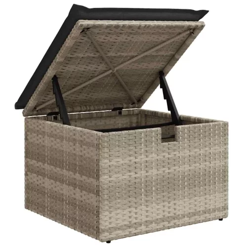  5 részes világosszürke polyrattan kerti ülőgarnitúra párnákkal