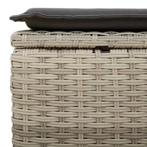  5 részes világosszürke polyrattan kerti ülőgarnitúra párnákkal