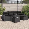  6 részes fekete polyrattan kerti ülőgarnitúra párnákkal