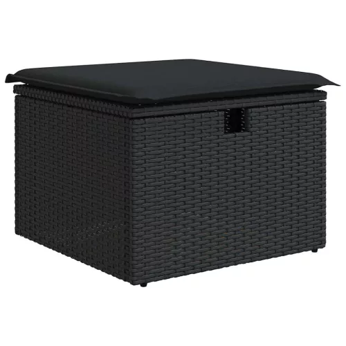  6 részes fekete polyrattan kerti ülőgarnitúra párnákkal