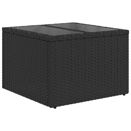  7 részes fekete polyrattan kerti ülőgarnitúra párnával