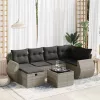  7 részes szürke polyrattan kerti ülőgarnitúra párnákkal