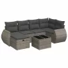  7 részes szürke polyrattan kerti ülőgarnitúra párnákkal