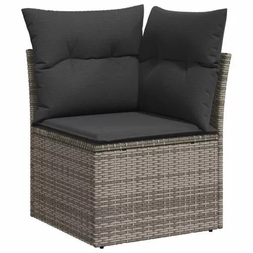  7 részes szürke polyrattan kerti ülőgarnitúra párnákkal