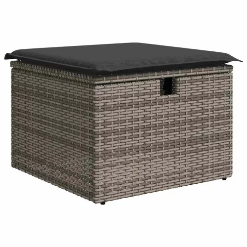  7 részes szürke polyrattan kerti ülőgarnitúra párnákkal