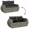  7 részes szürke polyrattan kerti ülőgarnitúra párnákkal