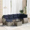  7 részes szürke polyrattan kerti ülőgarnitúra párnákkal