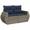  7 részes szürke polyrattan kerti ülőgarnitúra párnákkal