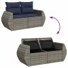  7 részes szürke polyrattan kerti ülőgarnitúra párnákkal