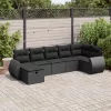  7 részes fekete polyrattan kerti ülőgarnitúra párnával