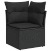  8 részes fekete polyrattan kerti ülőgarnitúra párnákkal