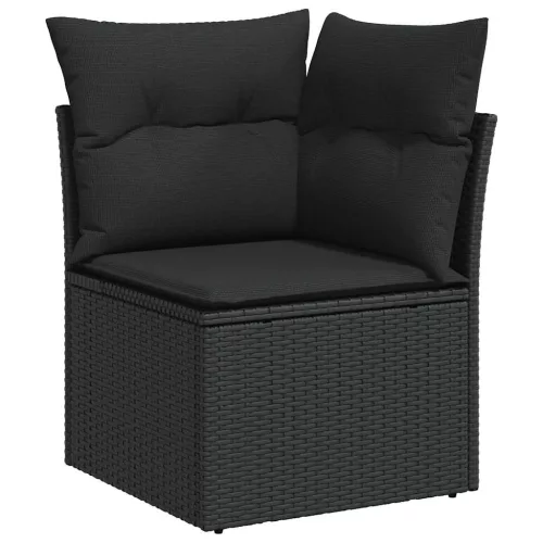  8 részes fekete polyrattan kerti ülőgarnitúra párnákkal