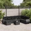  9 részes fekete polyrattan kerti ülőgarnitúra párnákkal