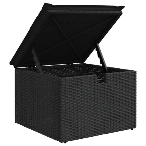  4 részes fekete polyrattan kerti ülőgarnitúra párnákkal