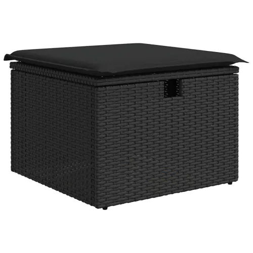  6 részes fekete polyrattan kerti ülőgarnitúra párnákkal