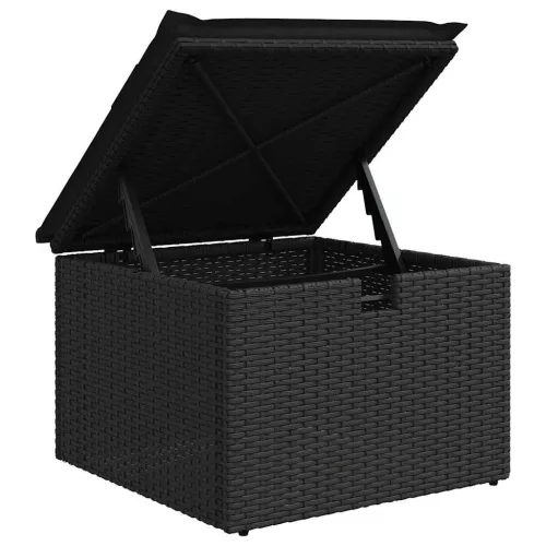  6 részes fekete polyrattan kerti ülőgarnitúra párnákkal