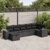  7 részes fekete polyrattan kerti ülőgarnitúra párnával
