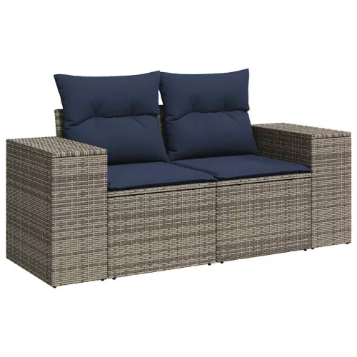  6 részes szürke polyrattan kerti ülőgarnitúra párnákkal