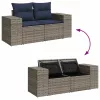  6 részes szürke polyrattan kerti ülőgarnitúra párnákkal