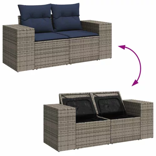  6 részes szürke polyrattan kerti ülőgarnitúra párnákkal