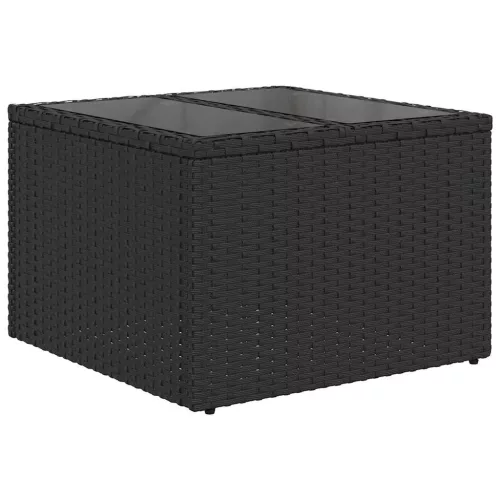  9 részes fekete polyrattan kerti ülőgarnitúra párnákkal