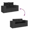  9 részes fekete polyrattan kerti ülőgarnitúra párnákkal