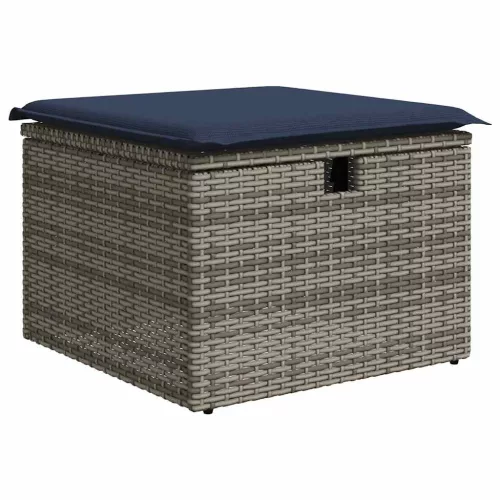  7 részes szürke polyrattan kerti ülőgarnitúra párnákkal